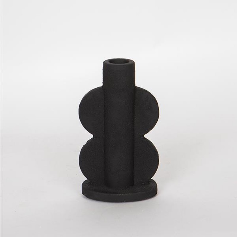 CANDLE HOLDER, CERAMIC, BLACK, 11x7x18cm 752-20259