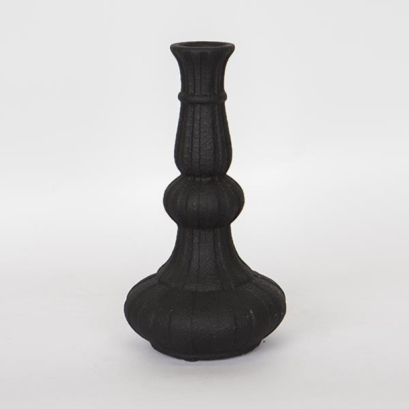 VASE, CERAMIC, BLACK, NARROW SPOUT, 16.5x16.5x30.5cm 752-20260