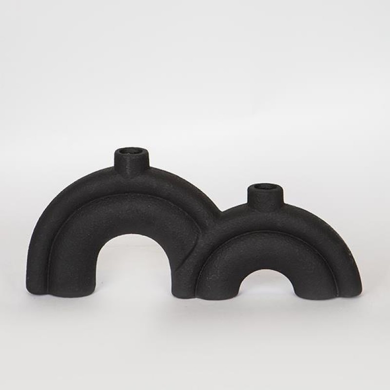 VASE, CERAMIC, BLACK, NARROW SPOUT, 34.5x5x15.5cm 752-20270