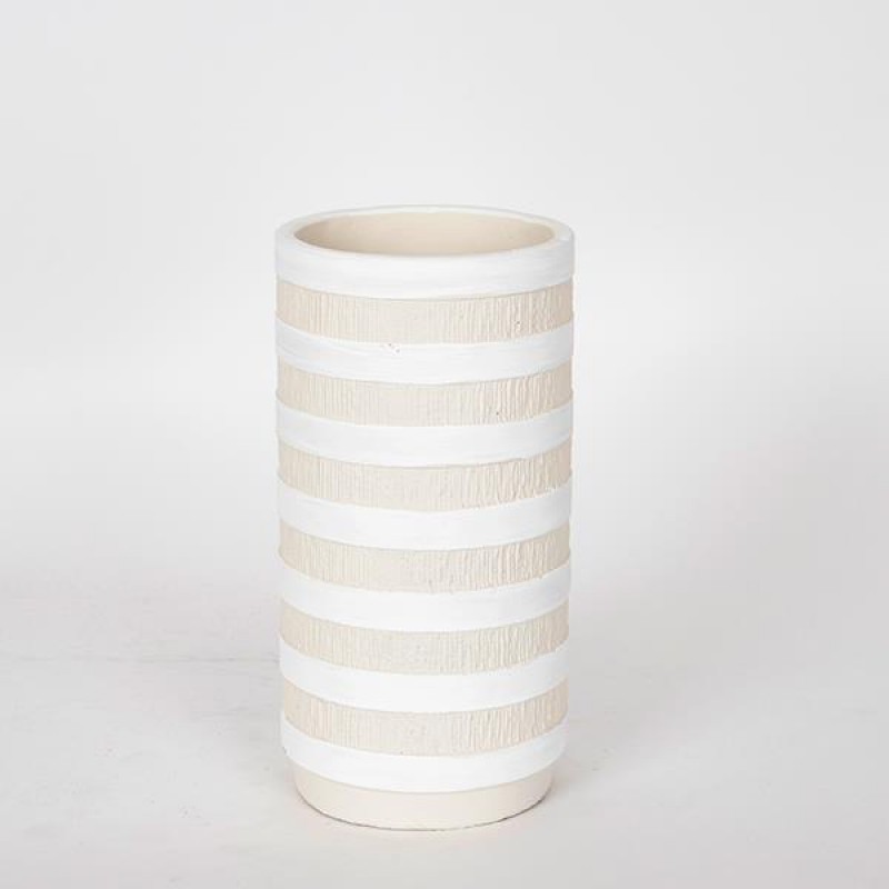 VASE, CERAMIC, BEIGE WHITE, 12.5x12.5x24cm 752-20276