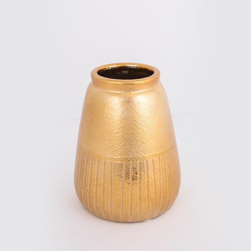 VASE, CERAMIC, GOLD,  13x13x16cm 752-20290