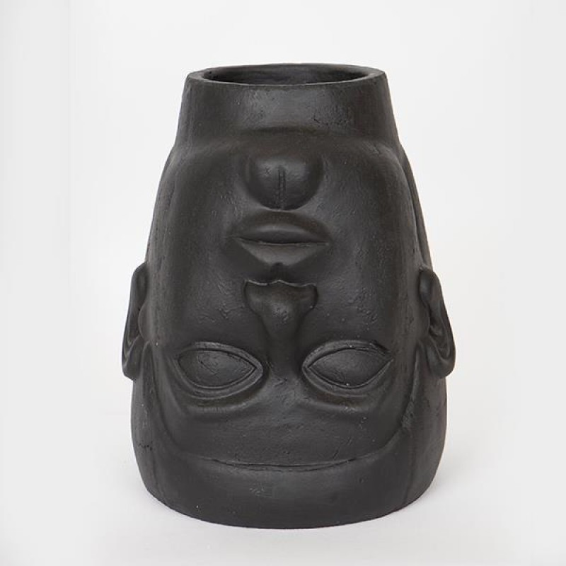 VASE, HEAD, BLACK, 27x25x31cm 752-20312