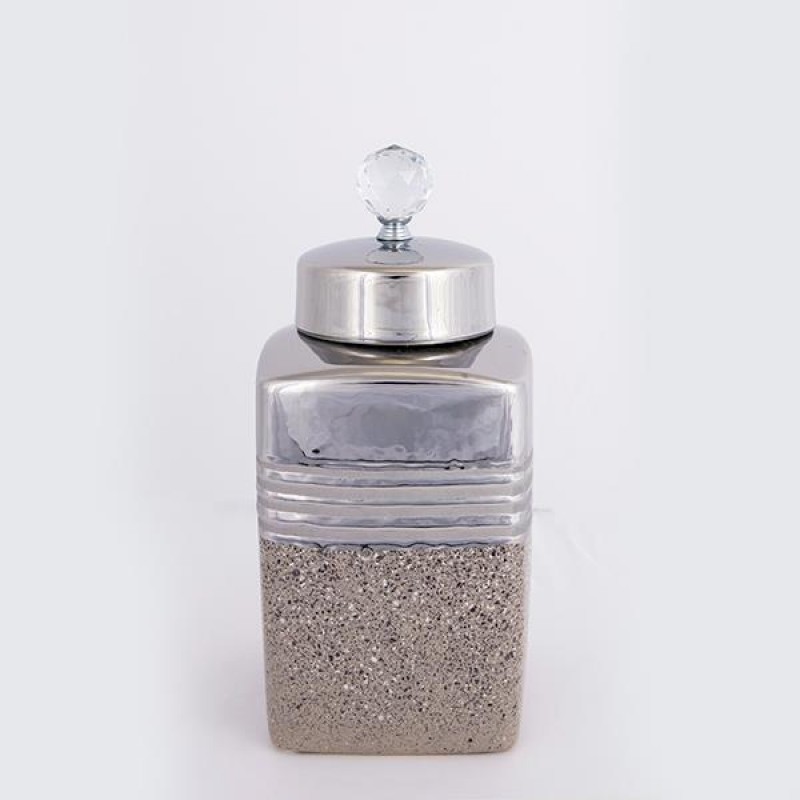 VASE, WITH TOP, CERAMIC, SILVER & BROWN, 14.5x14.5x30CM 752-20330 VASE, WITH TOP, CERAMIC, SILVER & BROWN, 14.5x14.5x30CM 752-20330