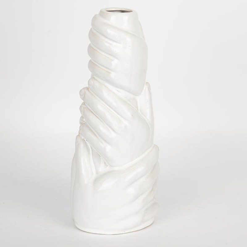 VASE, CERAMIC, FINGER SHAPE, WHITE,13.50x12.5x31cm 752-20370