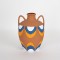 VASE, CERAMIC, TERRACOTA, BLUE, WHITE, ORANGE,14.5x14.5x20.5 752-20374
