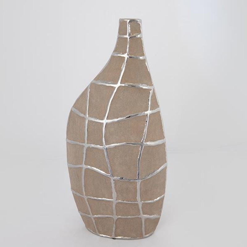 КЕРАМИЧНА ВАЗА КАФЯВО И СРЕБЪРНО 21.5X11.5X45CM КЕРАМИЧНА ВАЗА КАФЯВО И СРЕБЪРНО 21.5X11.5X45CM