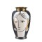 VASE , CERAMIC WITH A FACE, BLACK & GOLD, 21x21x35cm 752-20413