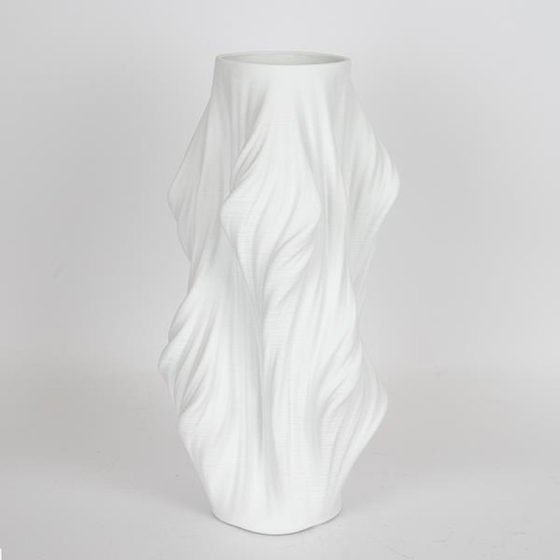 ПОРЦЕЛАНОВА ВАЗА 3D БЯЛА 16X16X33 СМ
