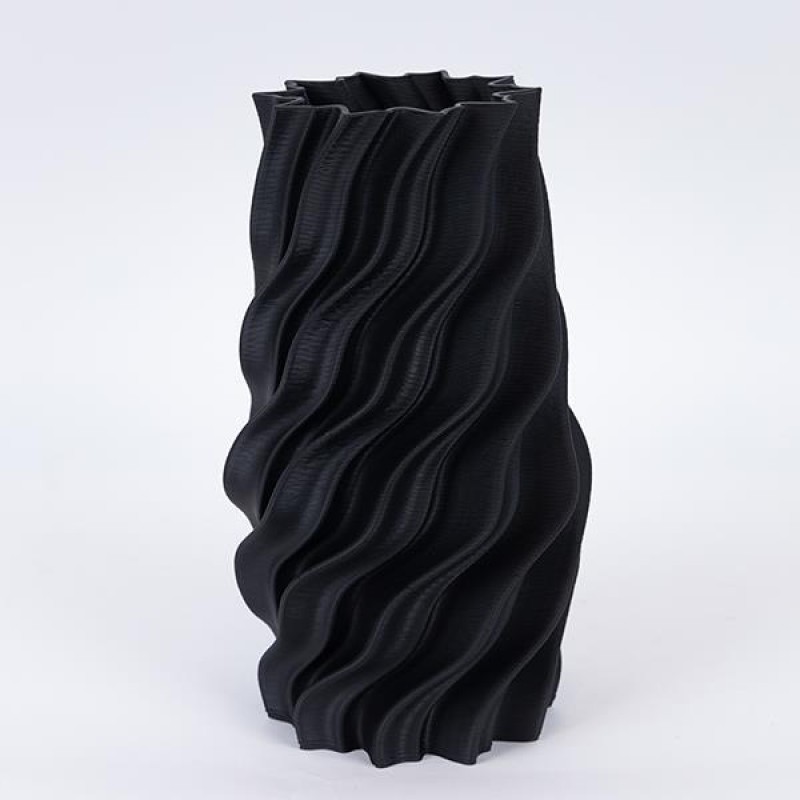 ПОРЦЕЛАНОВА ВАЗА 3D ЧЕРНА 16X15X30 СМ