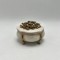 BOWL  WITH LID,  POLYRESIN,  WHITE-GOLD, 12x10x8,.8cm 752-21113