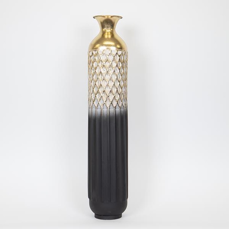 FLOOR VASE, METALLIC, GOLD-WHHITE-BLACK, 16x16x81cm 752-22016 FLOOR VASE, METALLIC, GOLD-WHHITE-BLACK, 16x16x81cm 752-22016