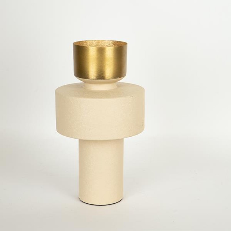 VASE,  METAL, WHITE-GOLD, 18.5x18.5x31cm 752-22055