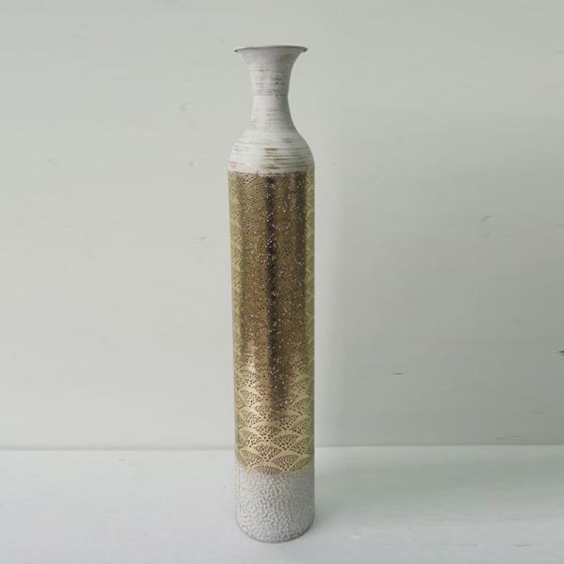 FLOOR VASE, METALLIC, GOLD-WHITE, 14x14x81,5cm 752-22080