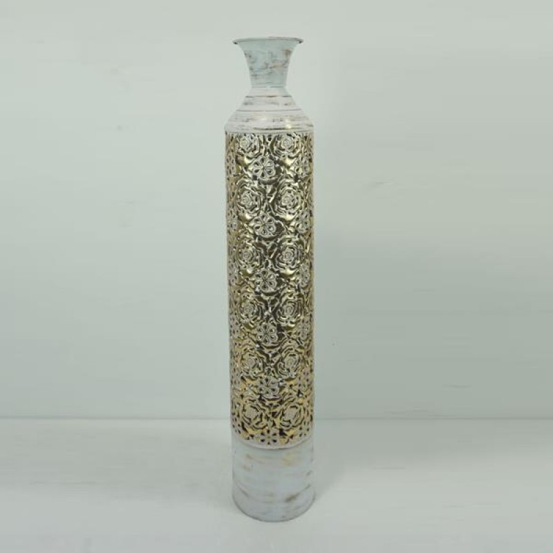 FLOOR VASE, METALLIC, GOLD-WHITE, 14.5x14.5x76.5cm 752-22084