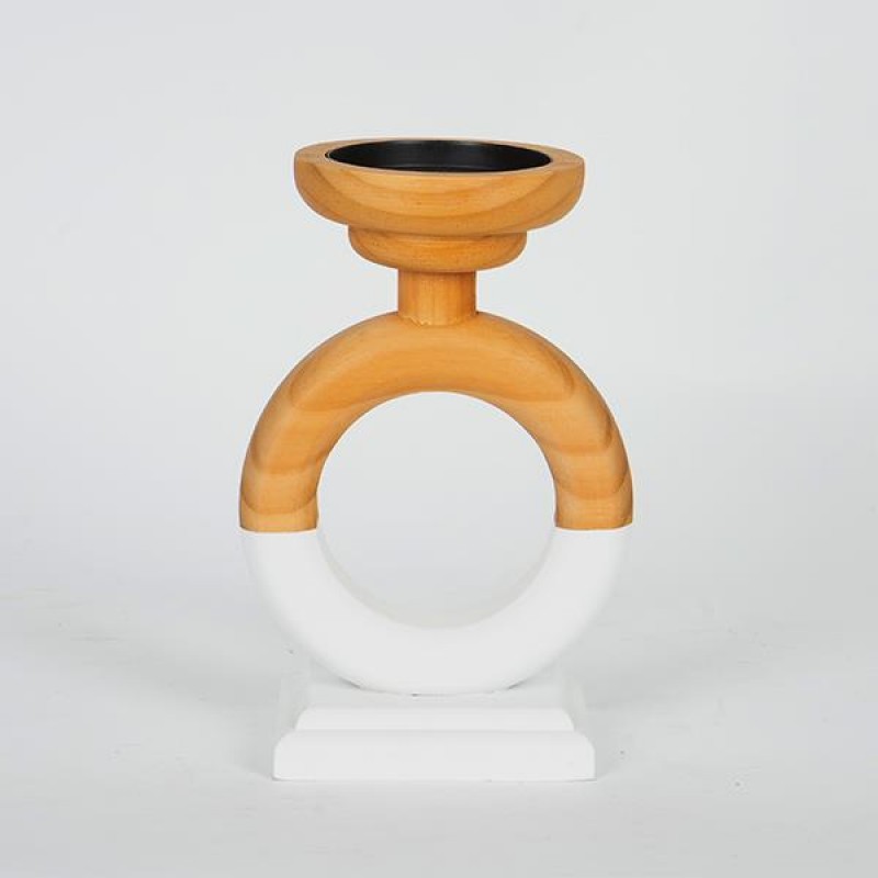 CANDLE HOLDER, WOODEN, BROWN,  15.5x11x23cm 752-23021