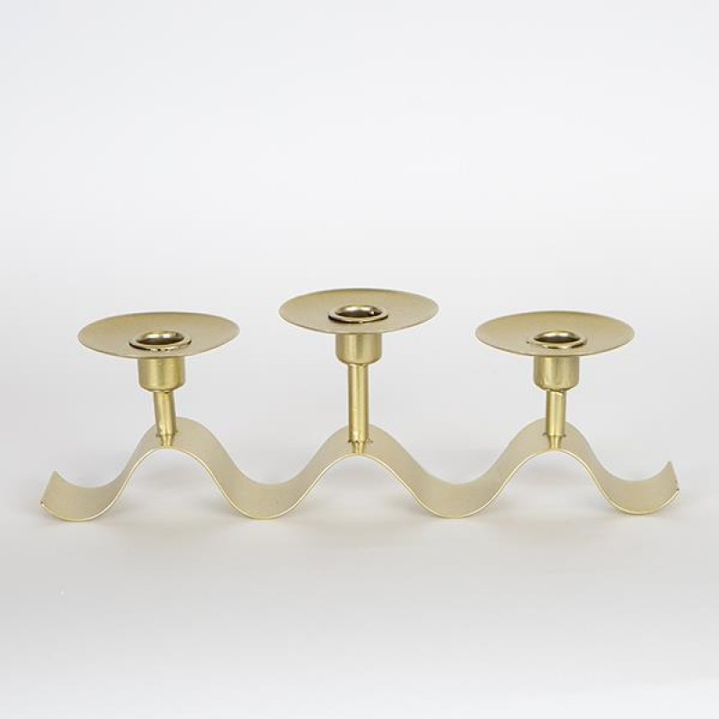 CANDLE HOLDER, METAL, GOLD, 3 POSITIONS, 31x8x11cm 752-24010