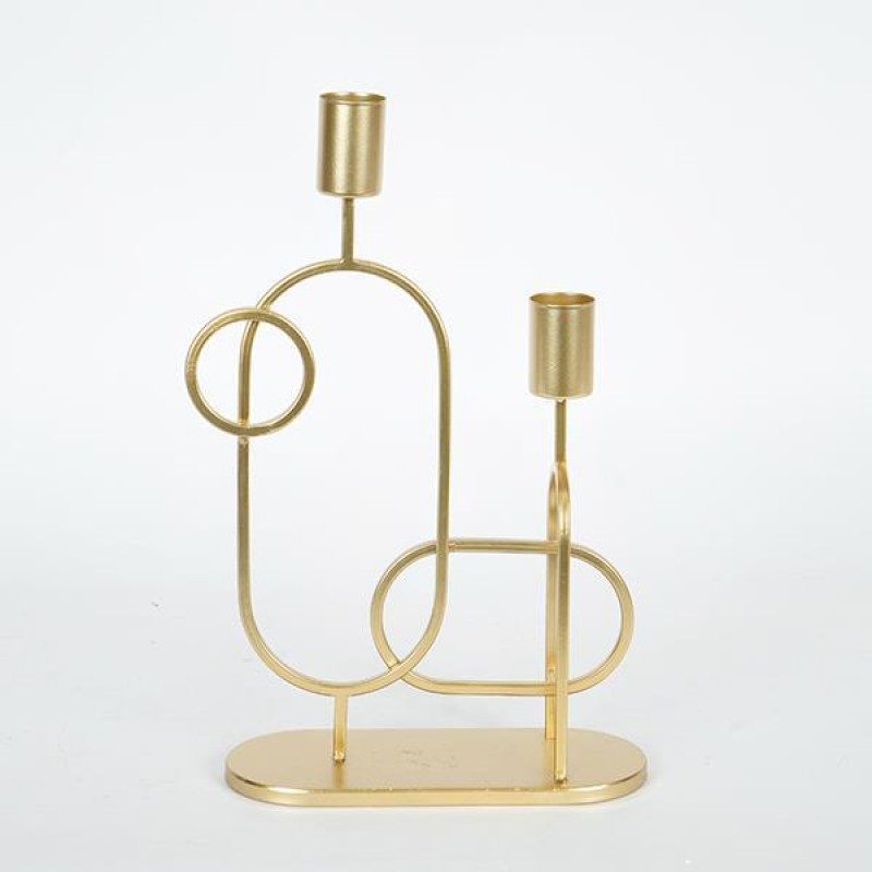 CANDLE HOLDER, METAL, GOLD, 2 POSITION, 22x8x32.5CM 752-24011