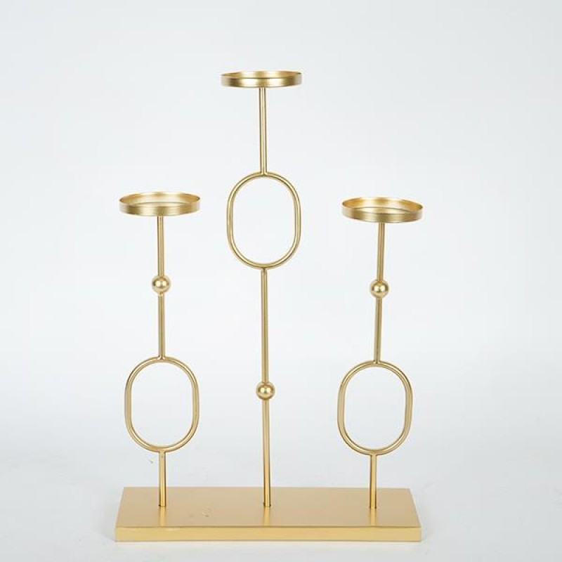 CANDLE HOLDER, METAL, GOLD, 3 POSITIONS, 30x10x46CM 752-24012