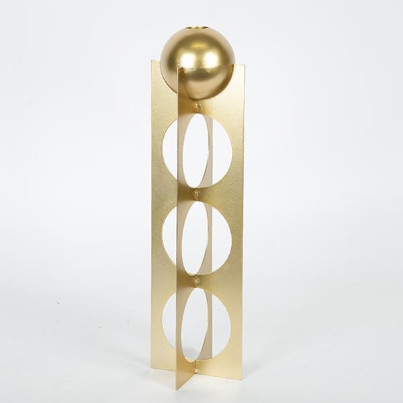 CANDLE HOLDER, METAL, GOLD,1 POSITION, 10.5X10.5X38CM 752-24015