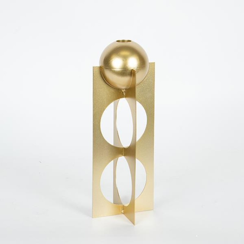CANDLE HOLDER, METAL, GOLD,1 POSITION,10.5X10.5X29CM 752-24016