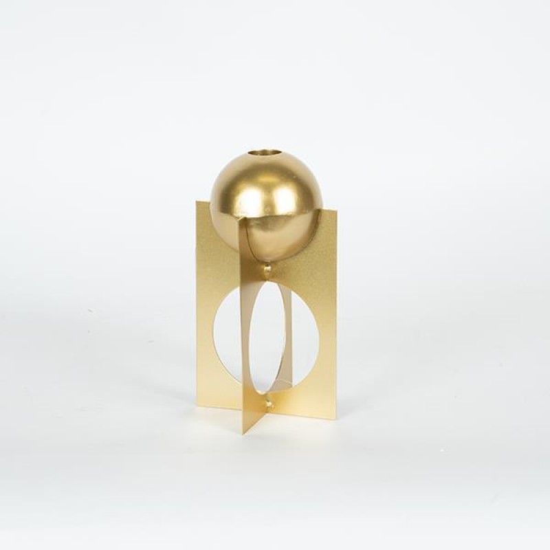 CANDLE HOLDER, METAL, GOLD,1 POSITION,  10.5X10.5X20CM 752-24017