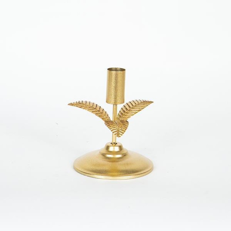 CANDLE HOLDER, METAL, GOLD, LEAVES DESIGN, 1 POSITION,11.5x11.5x15CM 752-24019
