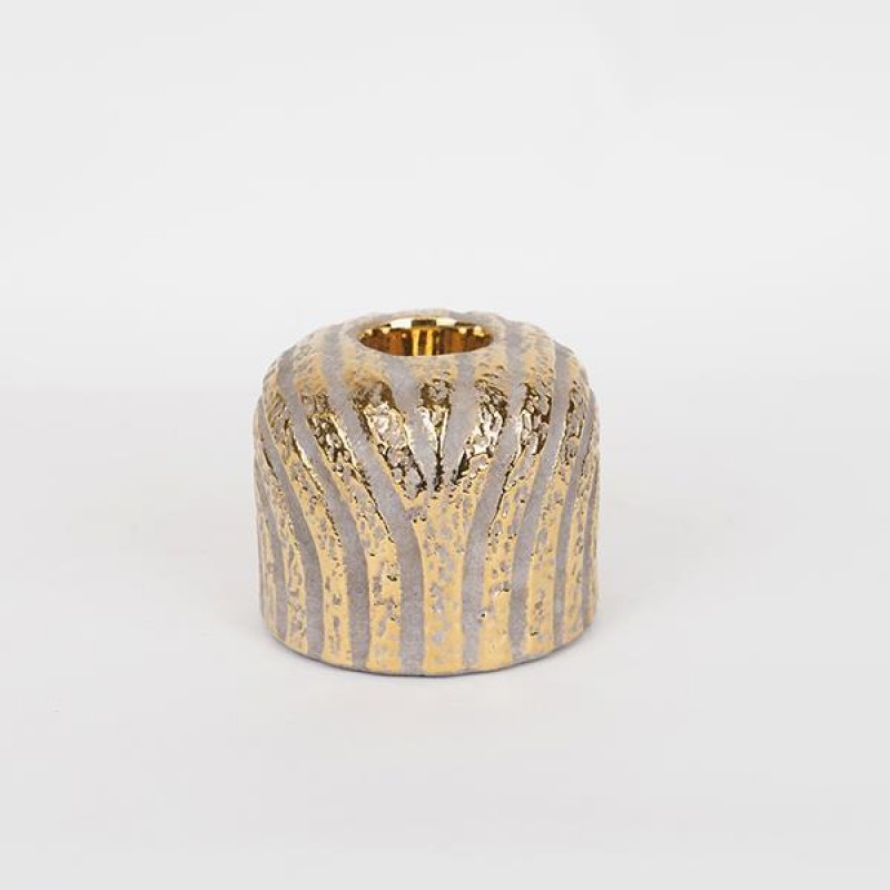CANDLE HOLDER, GOLD & BROWN, 11x11x9.5cm 752-24054