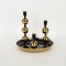 CANDLE HOLDER, METAL,3 POSITIONS,BLACK-GOLD, 25x25x26cm 752-24075