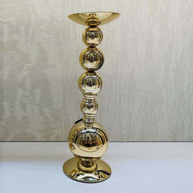 МЕТАЛЕН СВЕЩНИК, ЗЛАТИСТ, 10X38 СМ