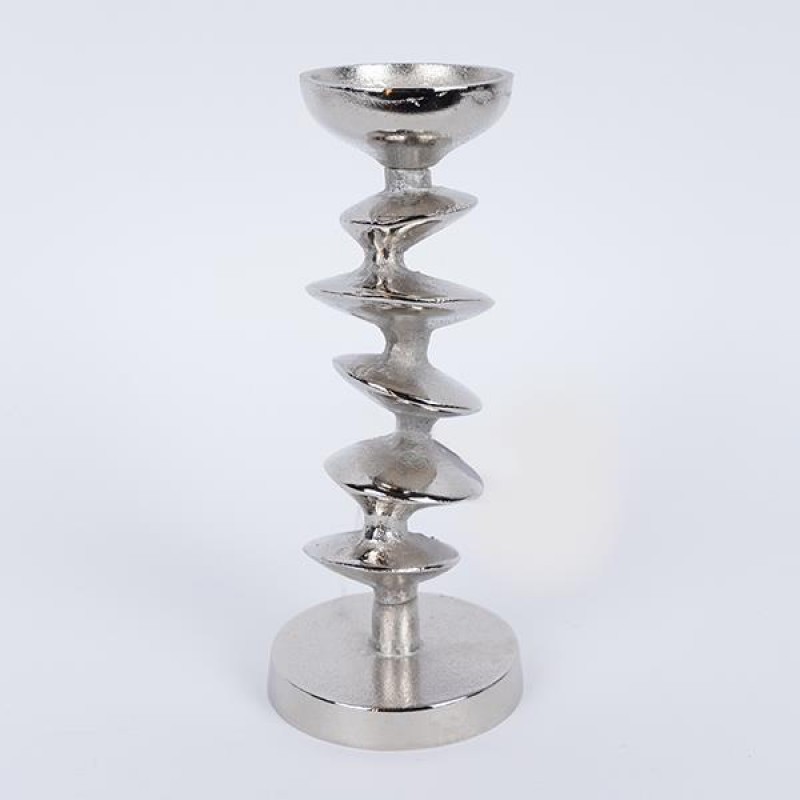 CANDLE HOLDER, METAL, SILVER, 10x10x23cm 752-24112
