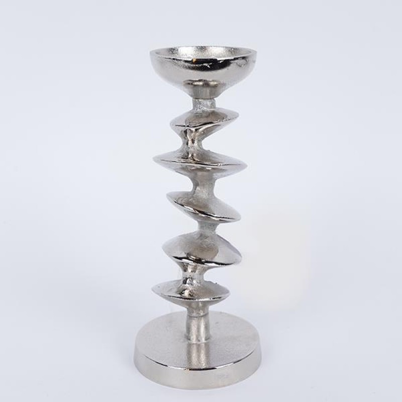 CANDLE HOLDER, METAL, SILVER, 10x10x27cm 752-24113