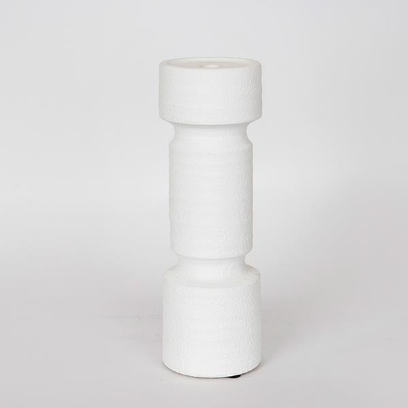CANDLE HOLDER, CERAMIC, WHITE, 11x11x32cm 752-25026