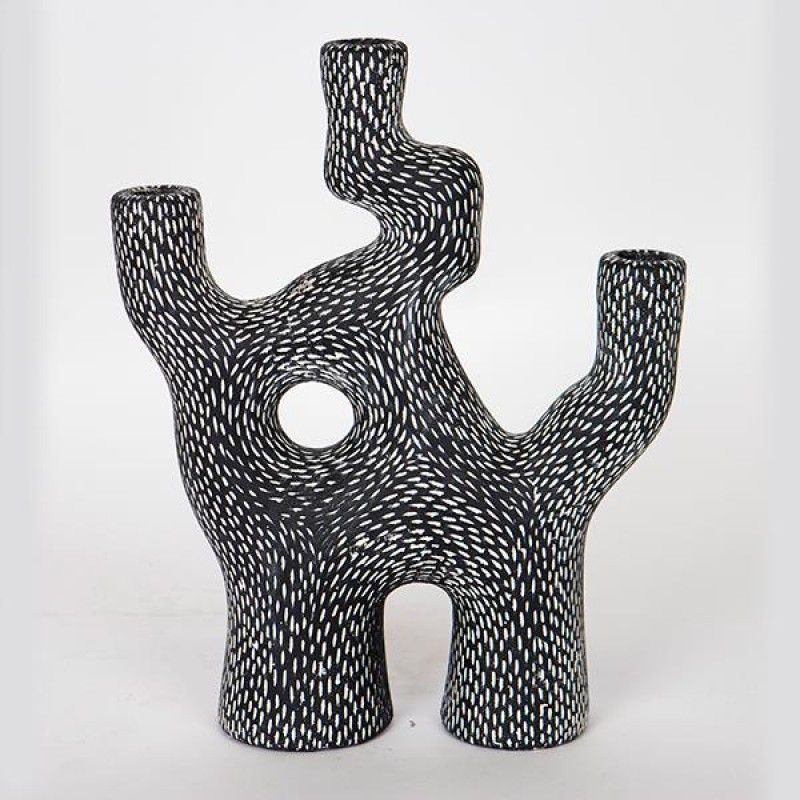 СВЕЩНИК СИВ КЛОН 4 ПОЗИЦИИ 26X9.5X32CM