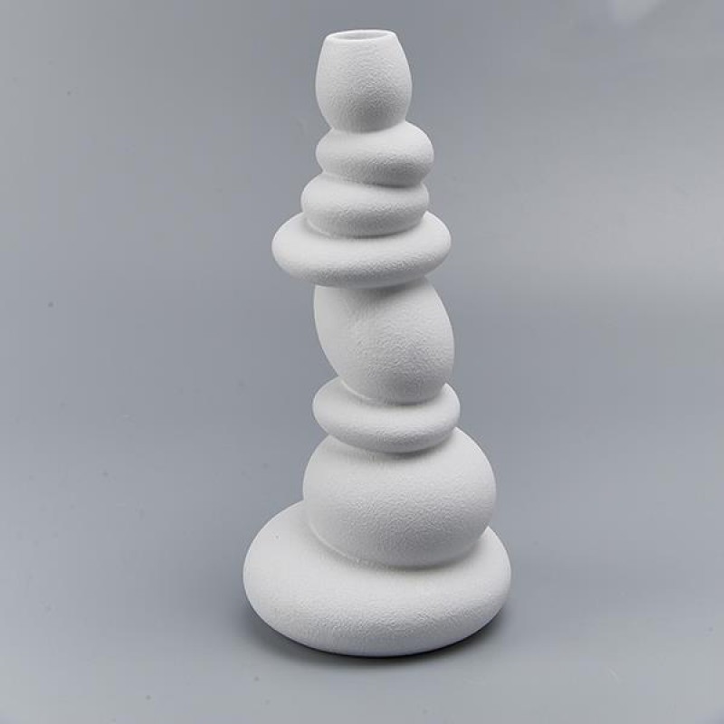 CANDLE HOLDER, CERAMIC, WHITE, 12.3x12.7x27.8cm 752-25035
