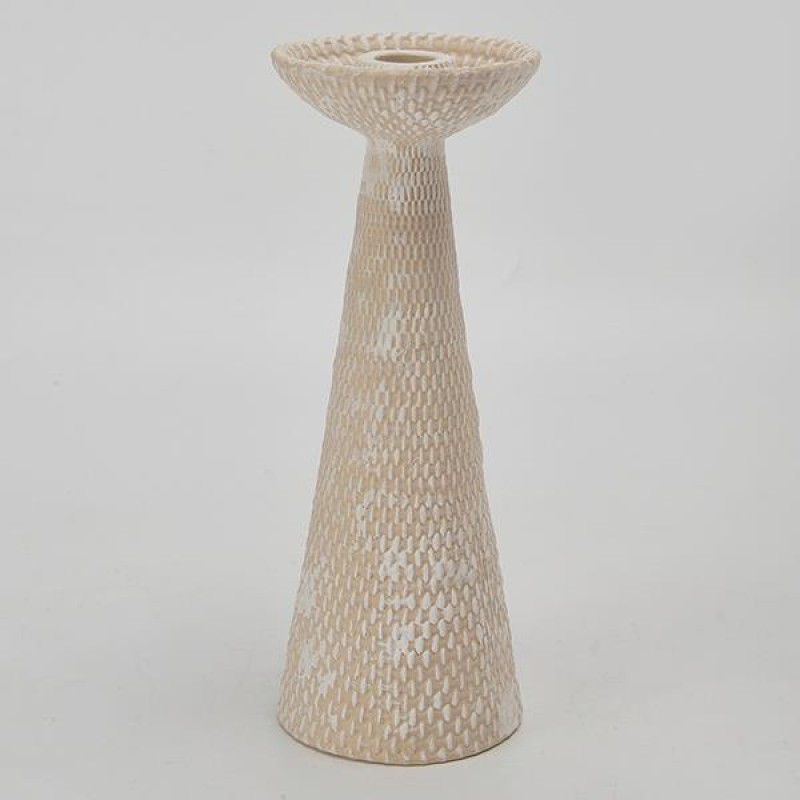 CANDLE HOLDER, CERAMIC, ECRU,  10.5x10.5x27.6cm 752-25037