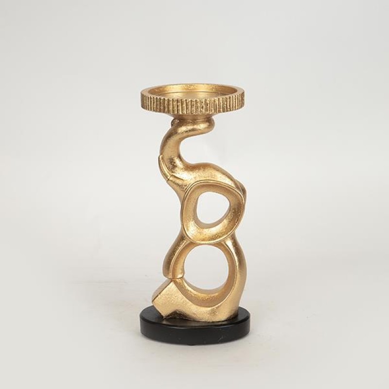 CANDLE HOLDER, POLYRESIN, GOLD,  10.9X9.5X23.8CM 752-26036