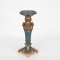CANDLE HOLDER, POLYRESIN, GREEN-GOLD, 10.5x10.5x27cm 752-26042
