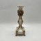CANDLE HOLDER, POLYRESIN, GOLD & WHITE WITH FLOWERS, 8x8x23.5cm 752-26054