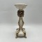 CANDLE HOLDER, POLYRESIN, GOLD & WHITE WITH FLOWERS, 10x10x27.5cm 752-26055