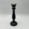 QUEEN PAWN CANDLESTICK, POLYRESIN, BLACK-GOLD, 8.5x8.5x23.5cm 752-26059