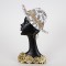 DECORATIVE SCULPTURE, RESIN, FEMALE WITH HAT, WHITE- BLACK-GOLD, 14.5x6x27.8cm 752-27030