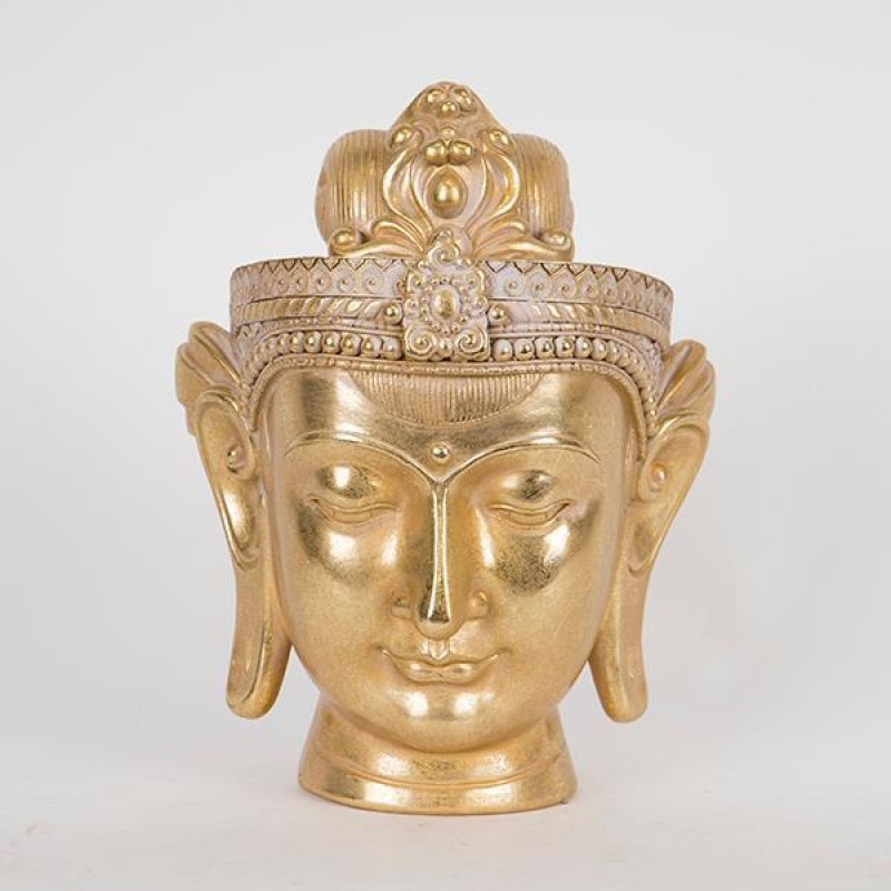 DECORATIVE SCULPTURE, RESIN, FACE, GOLD-GREY21x17x27cm 752-27033
