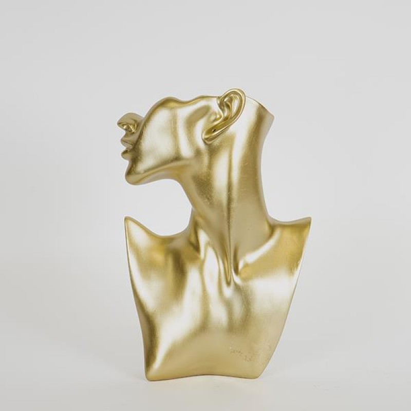 DECORATIVE SCULPTURE, FACE, GOLD, 18.5x6.5x27.5cm 752-27067