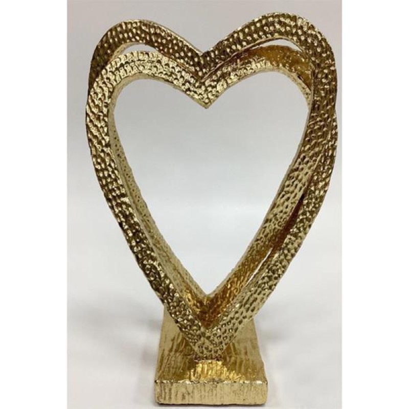 DECORATIVE SCULPTURE, HEART, GOLD, 18.5x10.5x26.5cm 752-27078