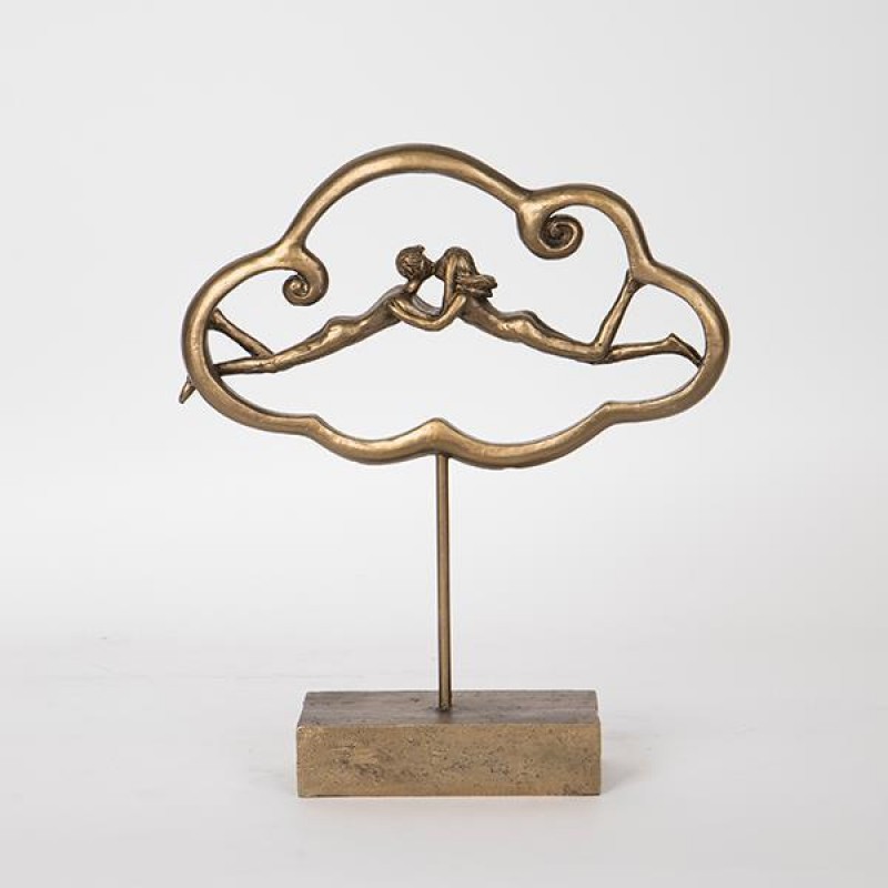 DECORATIVE SCULPTURE, KISSING PEOPLE, GOLD, 25.5x6.5x29.5cm 752-27095
