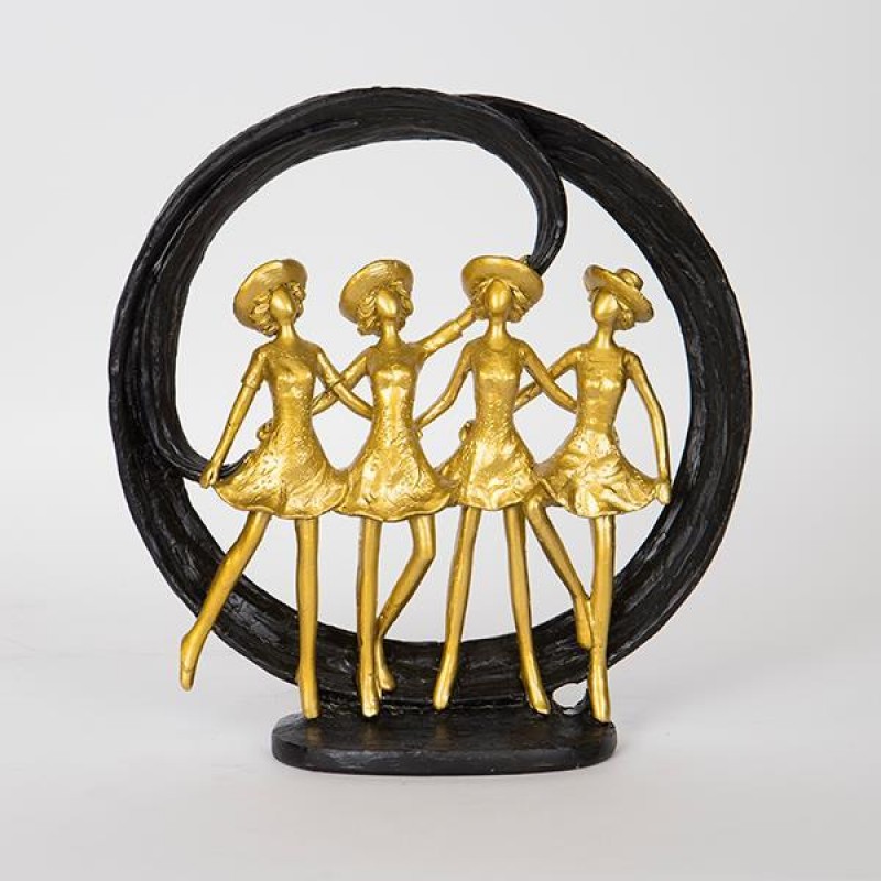 DECORATIVE SCULPTURE, GIRLS, BLACK & GOLD, 26.5x7x27cm 752-27100