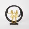 DECORATIVE SCULPTURE, 2 GIRLS, BLACK & GOLD, 24.5x7x26.5cm 752-27101