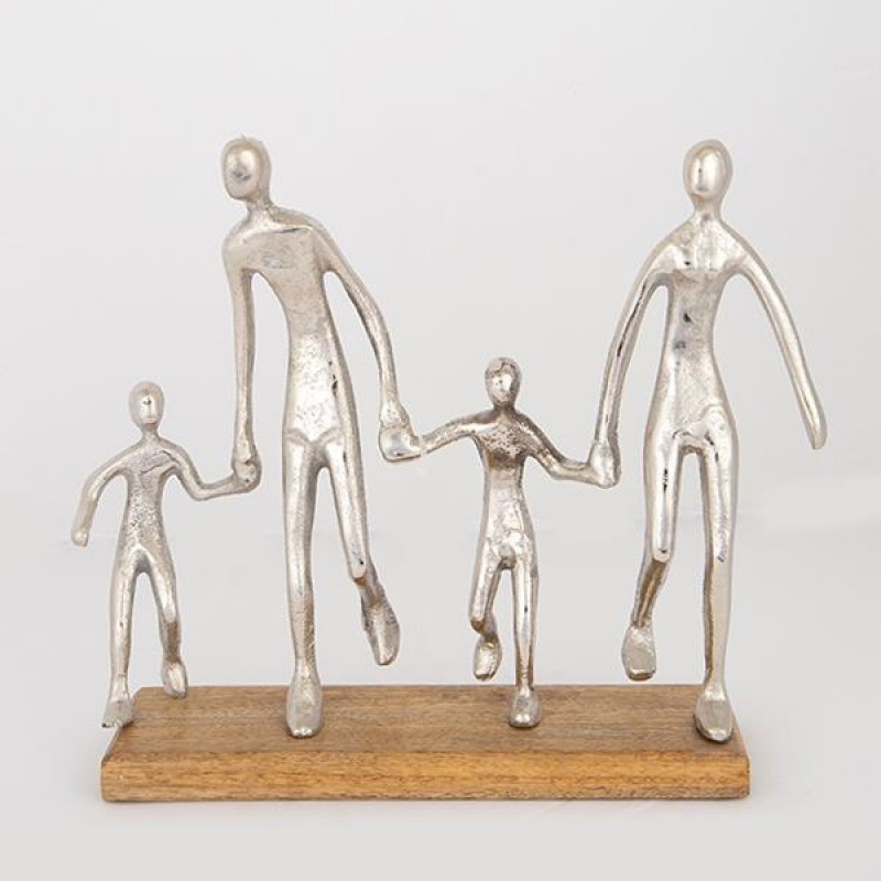 TABLE  DECORATION, ADULTS AND CHILDREN, WOOD-ALUMINIUM, SILVER-NATURAL, 38x10x30cm 752-27122