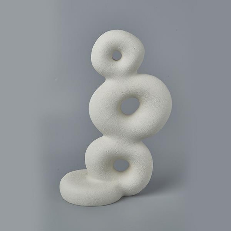 DECORATIVE SCULPTURE, CIRCLES, WHITE, 23.5x13.7x36cm 752-27136