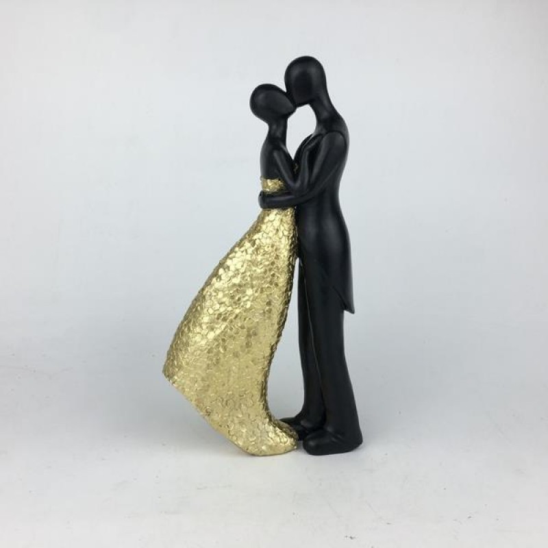 DECORATIVE SCULPTURE, COUPLE, GOLD & BLACK, 13x6.3x25cm 752-27142